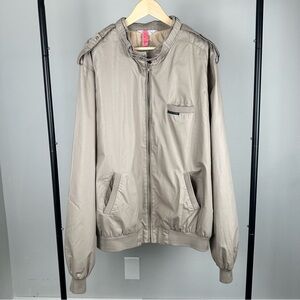 Vintage Members Only Jacket Mens 2X Tall XXT Beige Bomber Full Zip Rainbow Tag